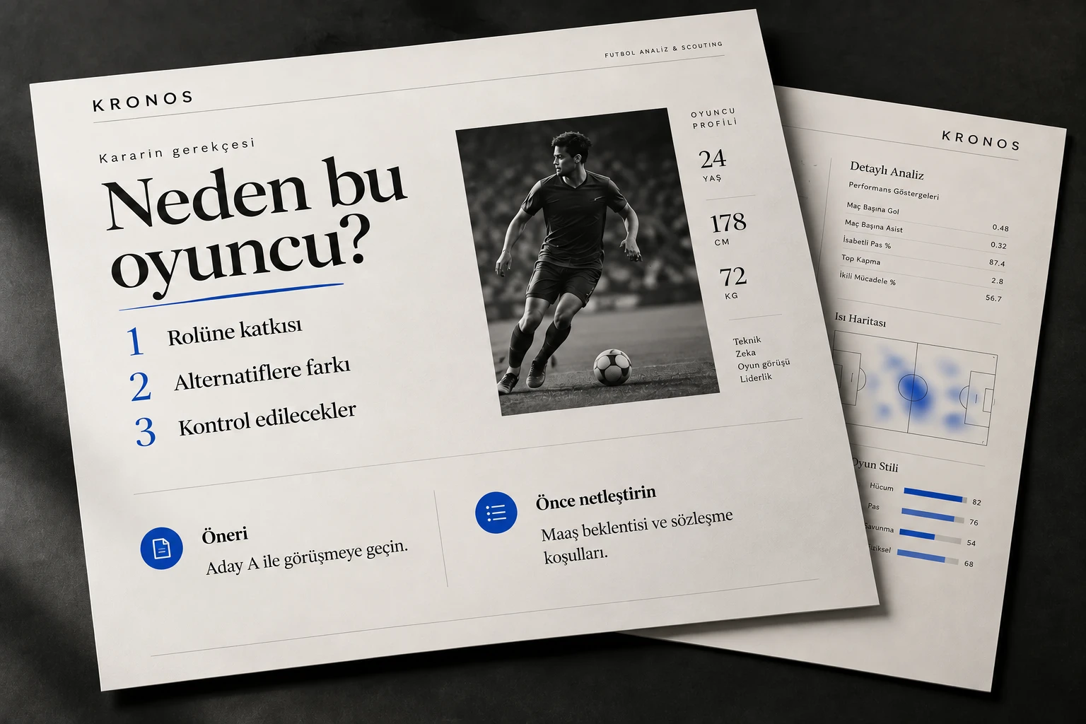 Oyuncunun rol katkısını, alternatiflerini ve görüşme öncesi netleştirilecekleri anlatan karar raporu